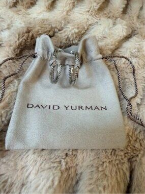 David Yurman Cable Hoop Diamond Earrings Sterling Silver 925